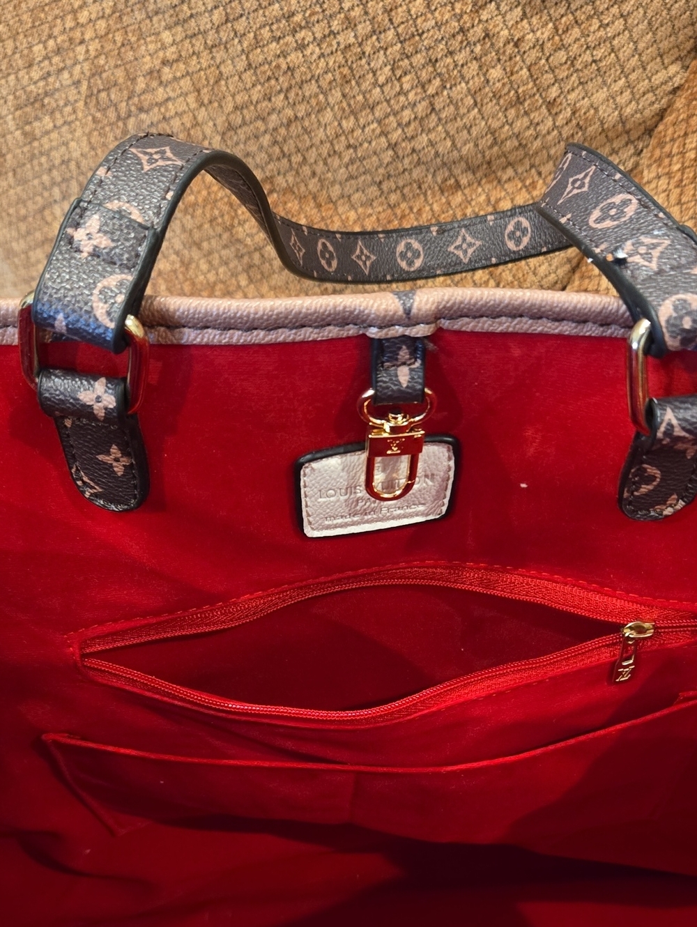 Brown and Beige Large Tote Bag - Picture 7 of 8